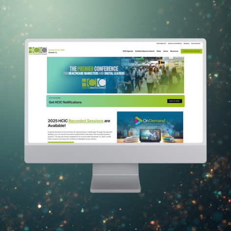 HCIC Greystone Screen mockup screen with hcic website